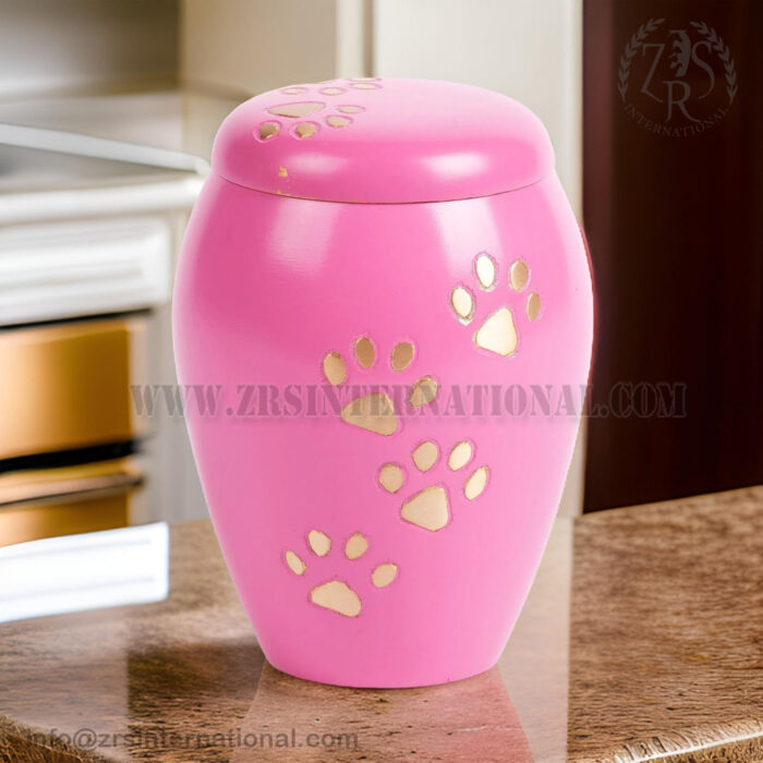 Pink-Paw Print Cremation Urn-Dogs Ashes, Paws Engraved Pet Urn,Dog Urns for Ashes